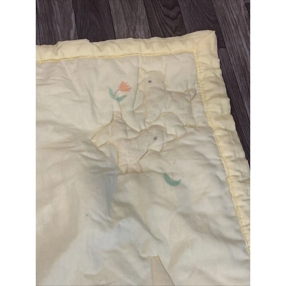 Homemade Baby comforter Quilt Crib Bedding Yellow Vintage Animals